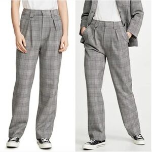 GANNI Houndstooth Plaid high waist pleated trouser pants women size 34 US 2